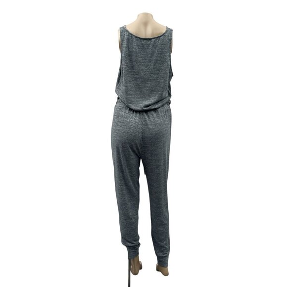 Aerie Grey Draped Wrap V-Neck Sleeveless Knit Jumpsuit Drawstring Waist Gray Wom - Picture 2 of 11